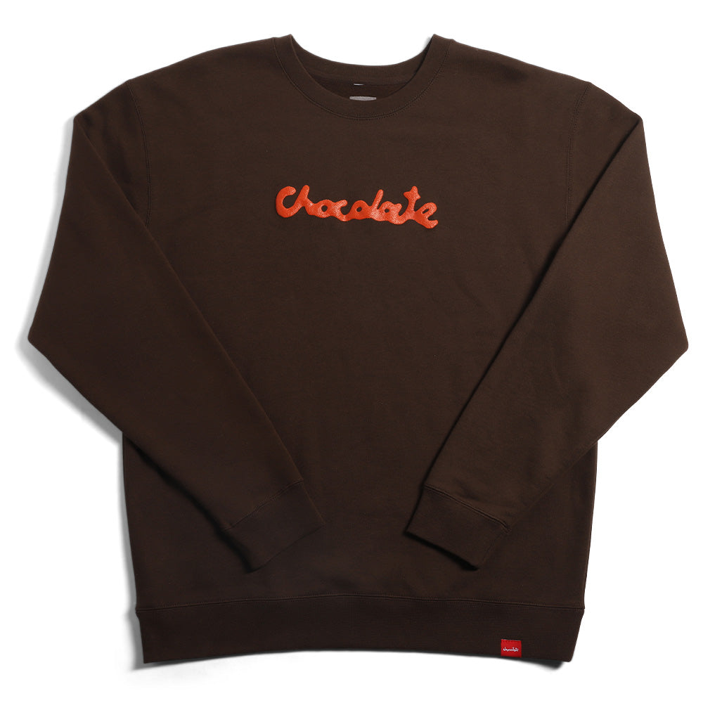 Chocolate McFetridge Drip Script Crew Brown.jpg