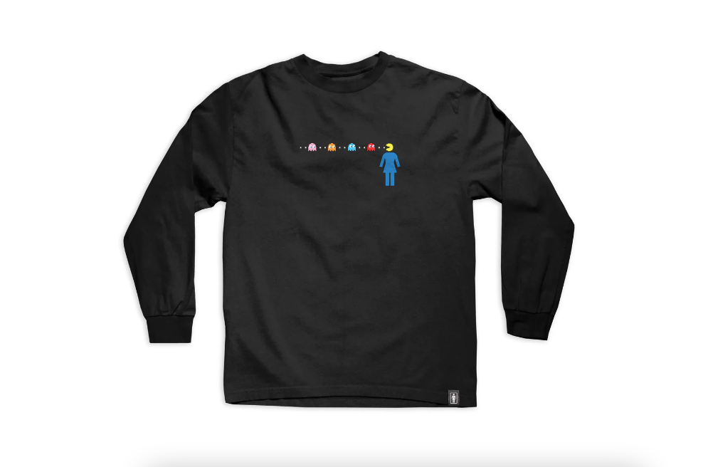 Girl OG Pac-Man Maze LS Tee Black.png