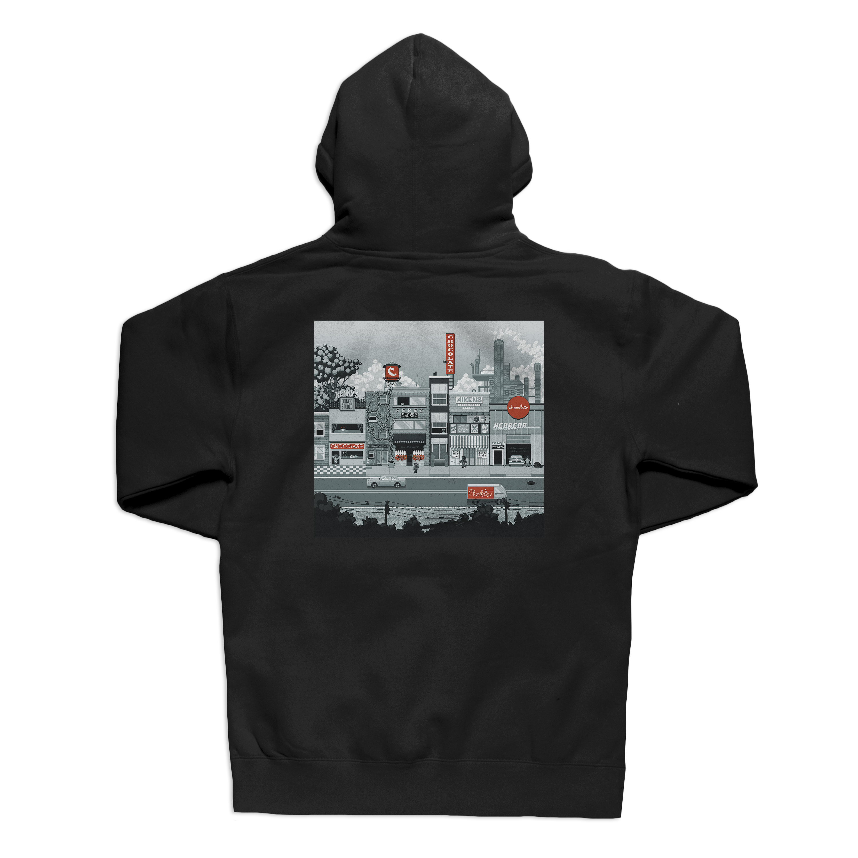 Chocolate Pixel Water Tower Hoodie Black.png