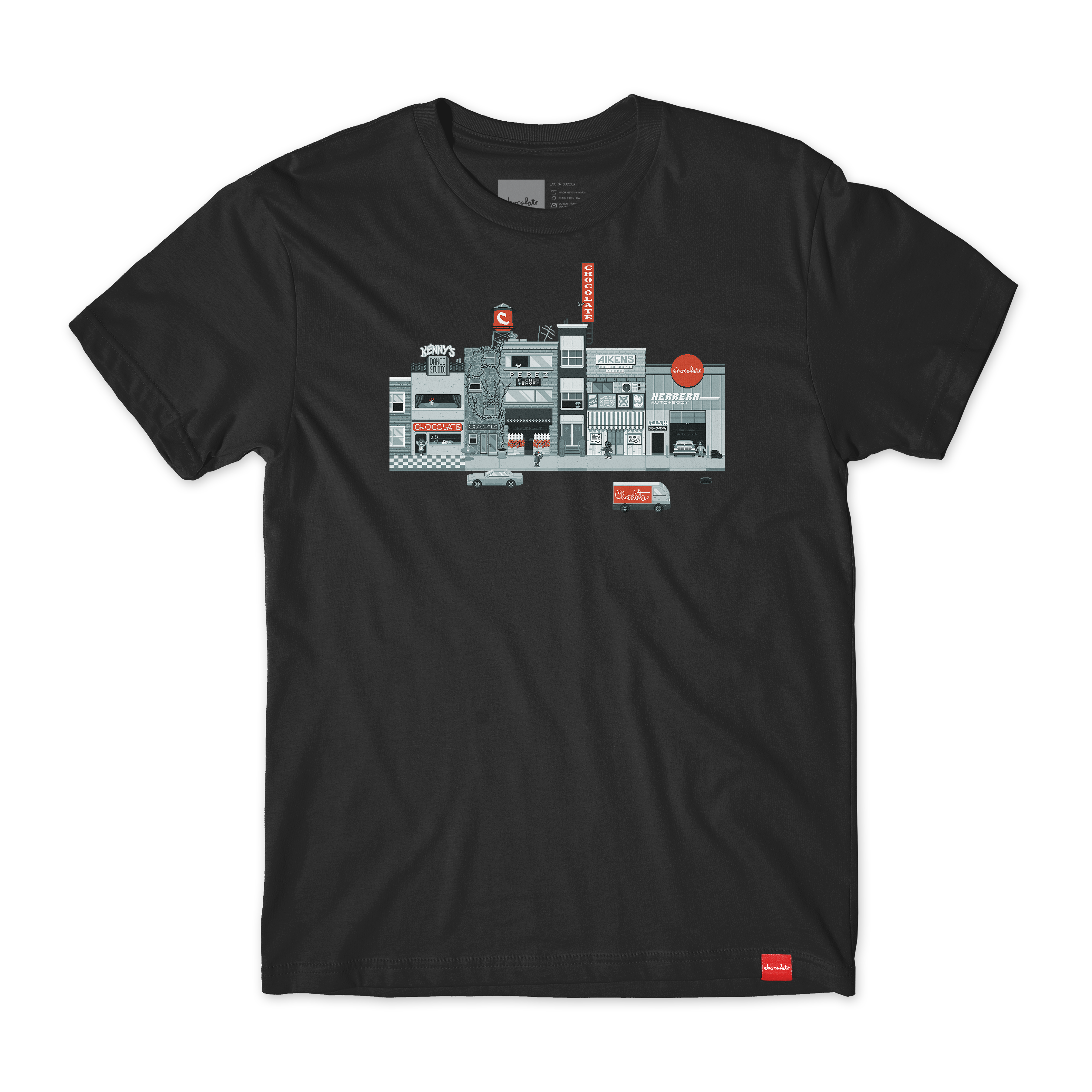 Chocolate Pixel City Tee Black.png