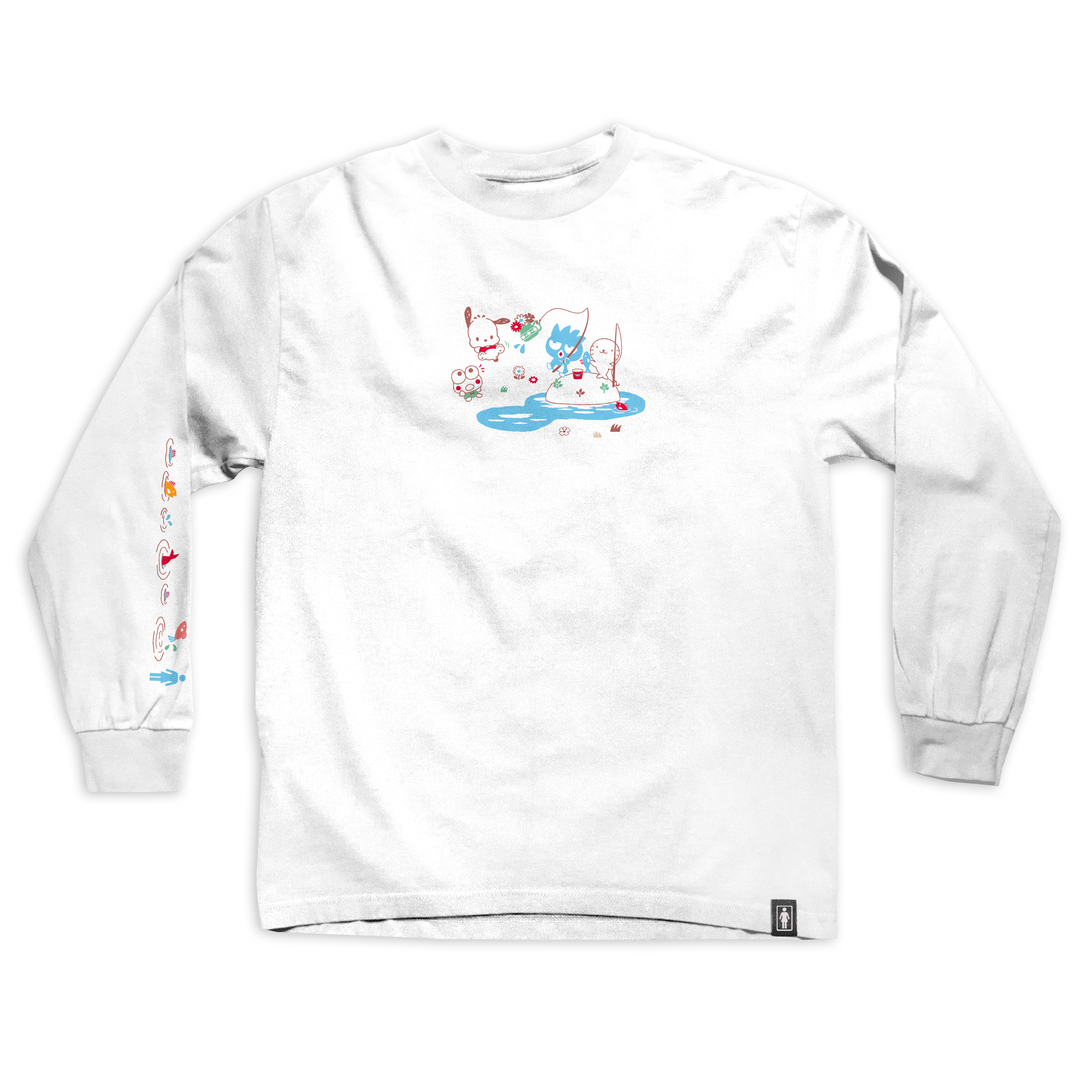 Girl Hello Kitty and Friends Fishing LS Tee White.png