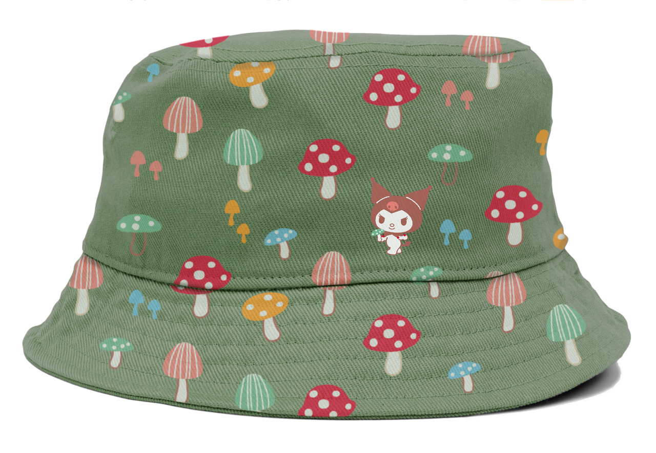 Girl Hello Kitty and Friends Shroom Fishing Reversible Bucket Hat Khaki Greenpng