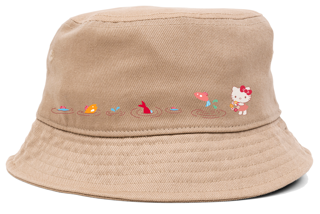 Girl Hello Kitty and Friends Shroom Fishing Reversible Bucket Hat Khaki Tan.png